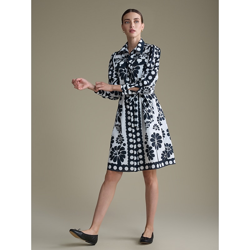 Elegant Floral Lapel Midi Dress4