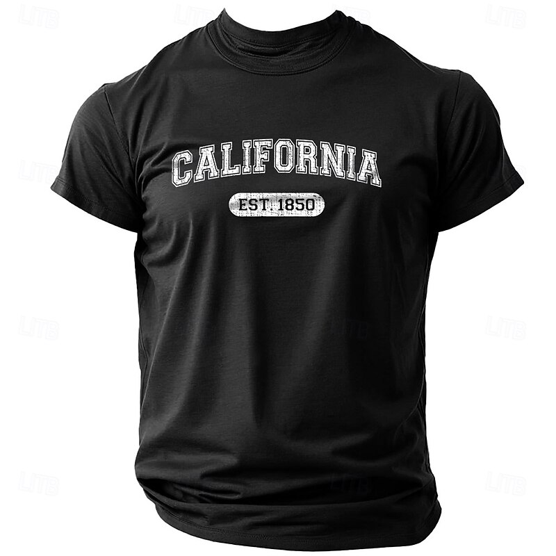 Men's Letter Printed San Francisco Californa T Shirt Tee Top 100% Cotton Short Sleeve Graphic Shirt Black Wine Deep Blue Comfortable Tee Street Sports Outdoor Fashion Designer Clothing