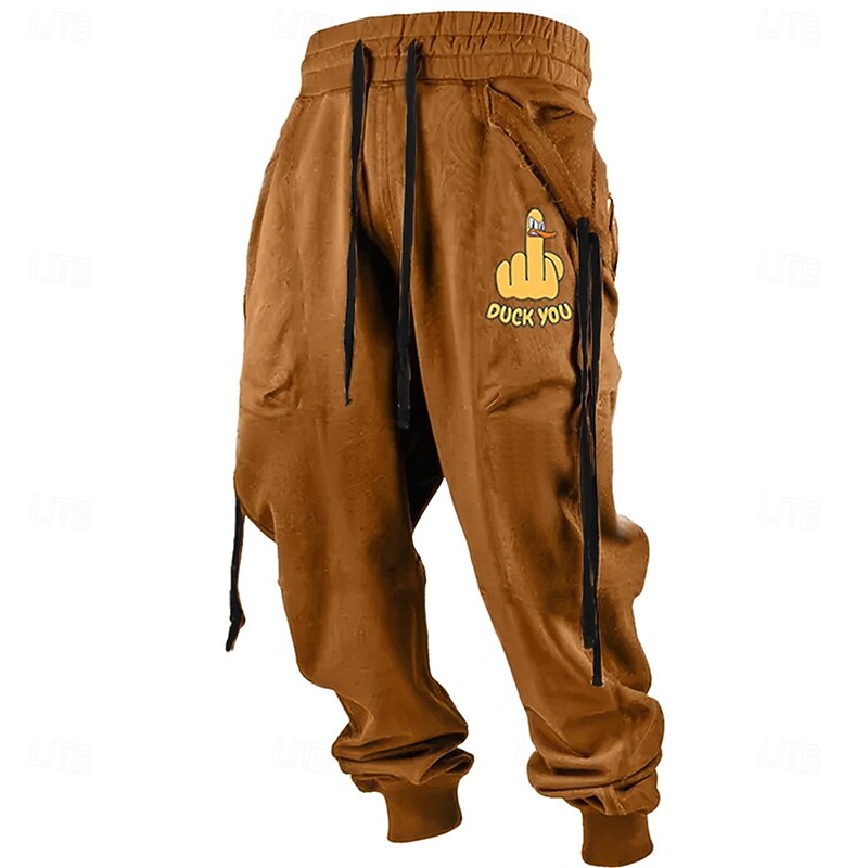 Men's Duck Sweatpants Joggers Drawstring Elastic Waist Casual Funny Party Evening Wear Pocket Spring Fall Winter 3D Print Black Orange Green4
