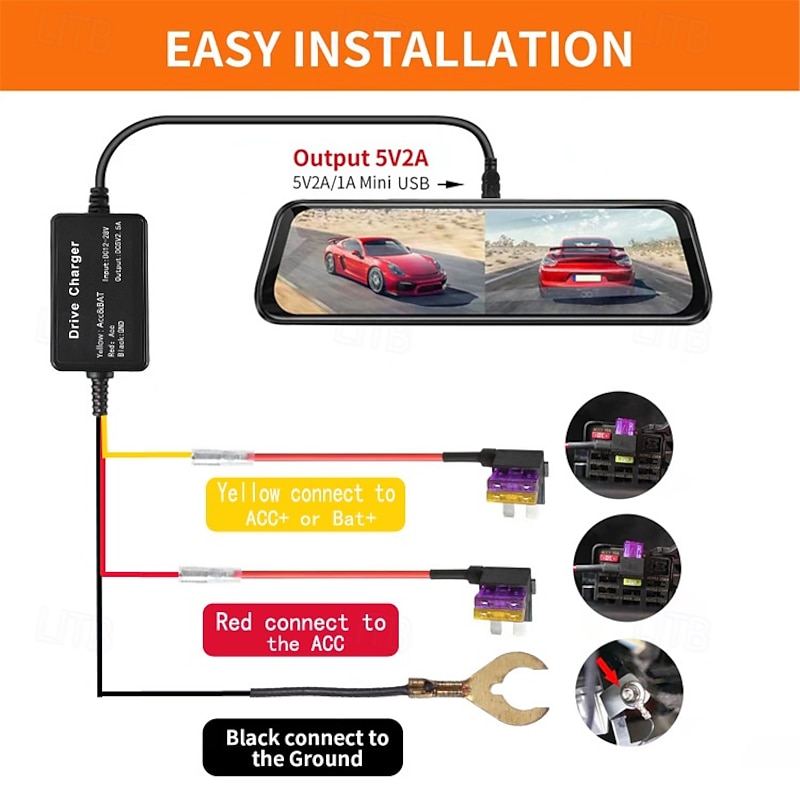 Dash Cam Hardwire Kit Safe Metal Mini USB Hard Wire Kit Wide Compatibility Scratch Resistant for Navigator2