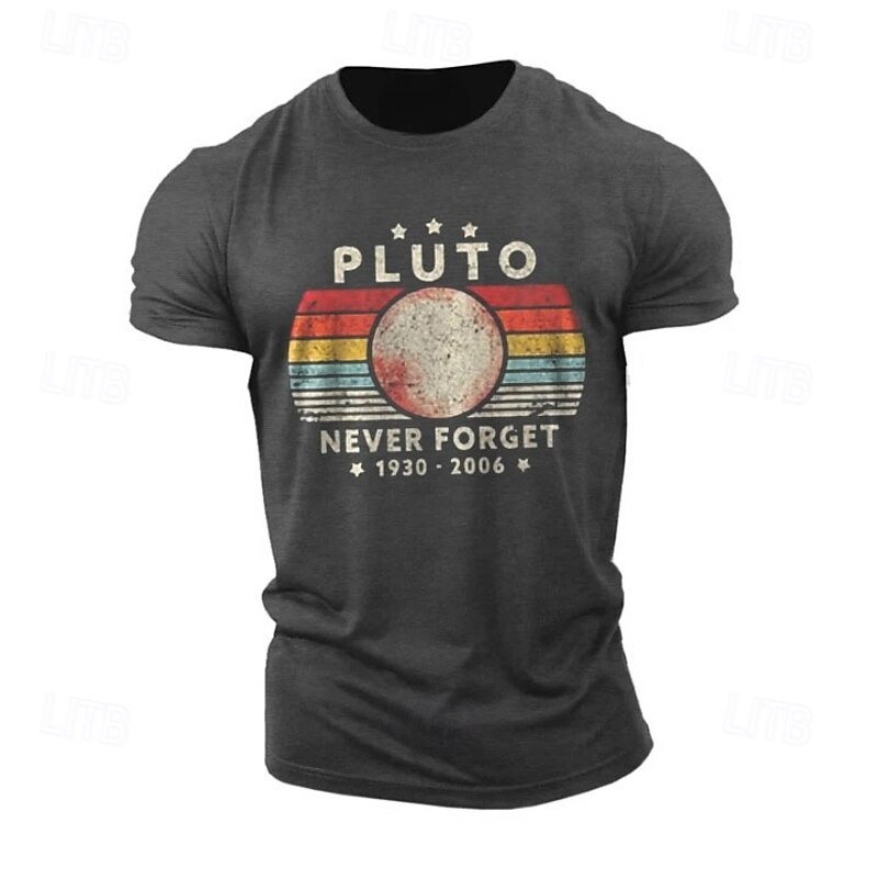 Men's Graphic Tee: Pluto Never Forget 1930-2006 Astronomy & Space Lifestyle Short Sleeve T-Shirt2