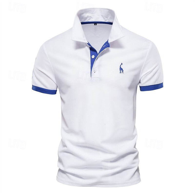 Men's Golf Shirt Golf Polo Work Casual Lapel Short Sleeve Basic Modern Deer Button Embroidery Spring & Summer Regular Fit Depression Green Black White Red Navy Blue Royal Blue Golf Shirt3