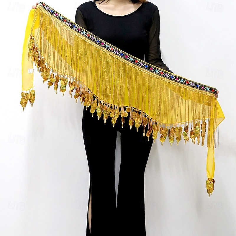 Belly Dance Belt Tassel Splicing Crystals / Rhinestones Women's Performance Training High Polyester3