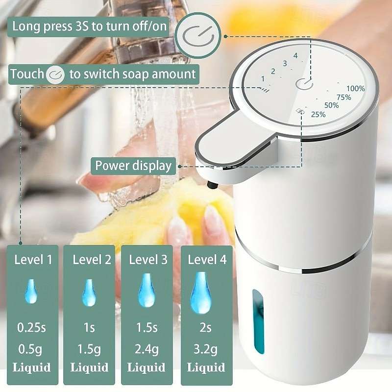 Automatic Soap Dispenser Non-contact Foam Soap Dispenser Smart Induction Foam Machine Washing Machine USB Rechargeable Dispenser3