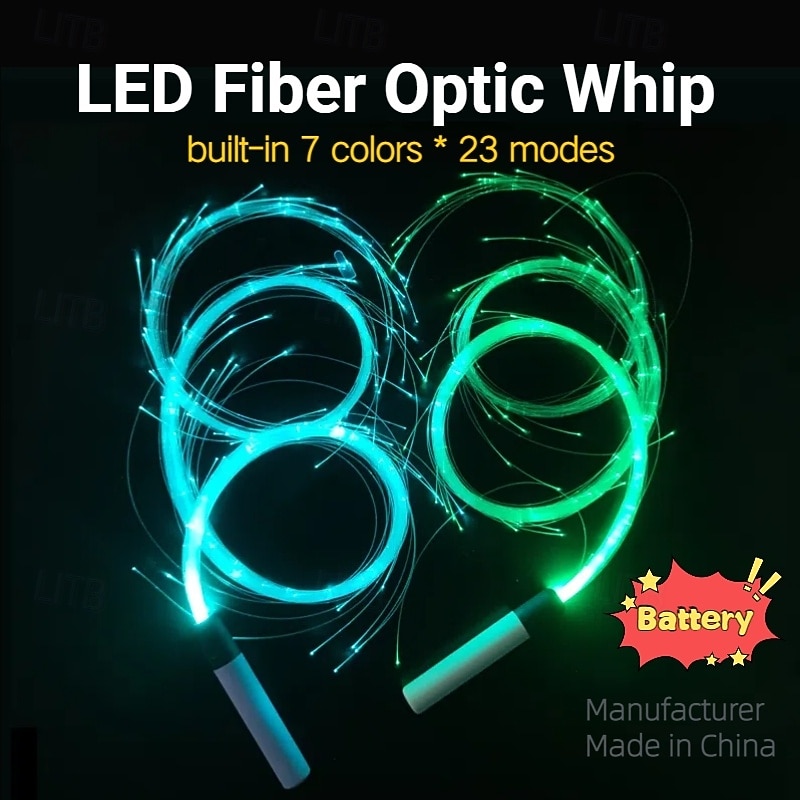 Colorful LED Dancing Flash Fiber Optic Whip Night Scene Christmas Atmosphere Props 360 Degree Rotating Dance Whip