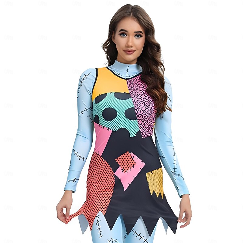The Nightmare Before Christmas Sally Jack Skellington Dress Cosplay Movie Cosplay for Women's Adults' Christmas Carnival Masquerade Event / Party