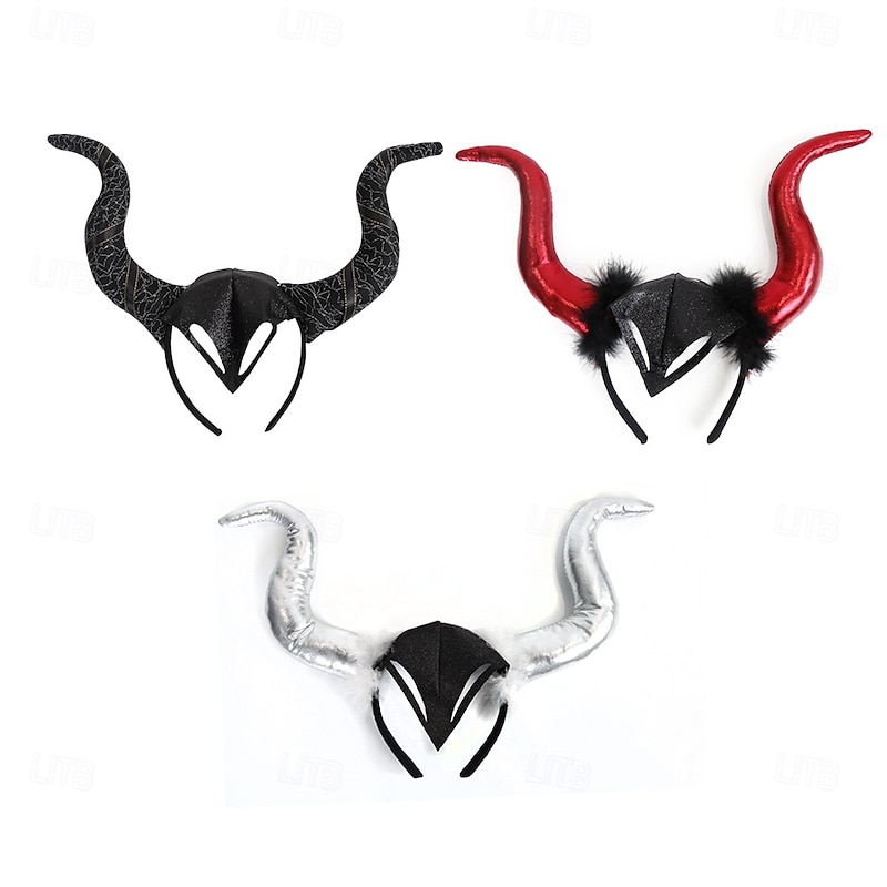 Halloween Costume Cosplay Headband Fancy Dress Devil Horns Headband Maleficent Horns Headband for Carnival Party3