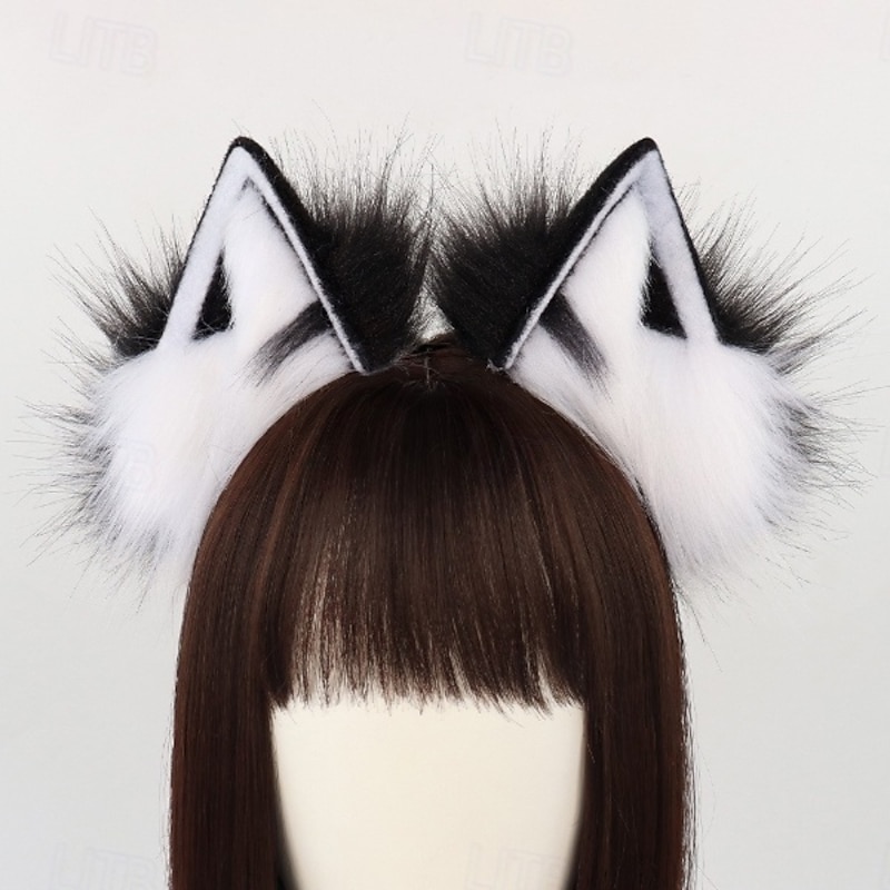 Fox Costume for Girls Fox Ears Tail Kid Cat Wolf Ears Fluffy Furry Tail Carnival Cos Accessories2