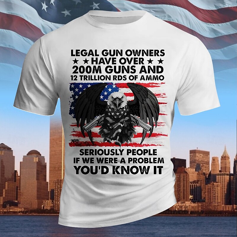 Veterans Day Men's Patriot Patriotic Veteran American US Flag Eagle T shirt Short Sleeve T shirt 3D Print Crew Neck Shirt Vintage Daily Designer Party Work Street White Summer Spring Clothing