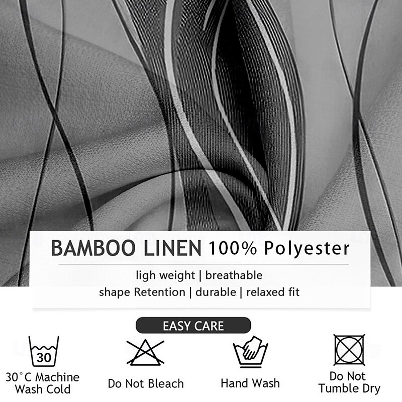 Men's Striped Geometric Pattern Dress Shirt Button Up Shirt Long Sleeve Business Casual Vacation Daily Summer Spring &  Fall Grandad Collar Band Collar 3D Print Blue Gray4