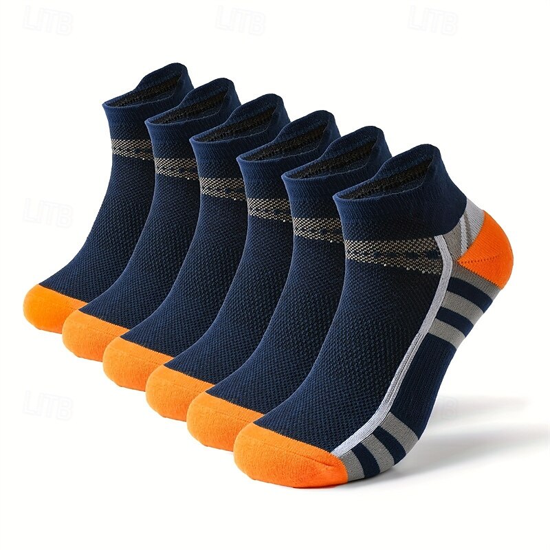 Men's 6 Pairs Multi Packs Socks Running Socks Casual Socks Black Red Color Color Block Sports & Outdoor Daily Vacation Basic Medium Spring Fall Fashion Casual 7