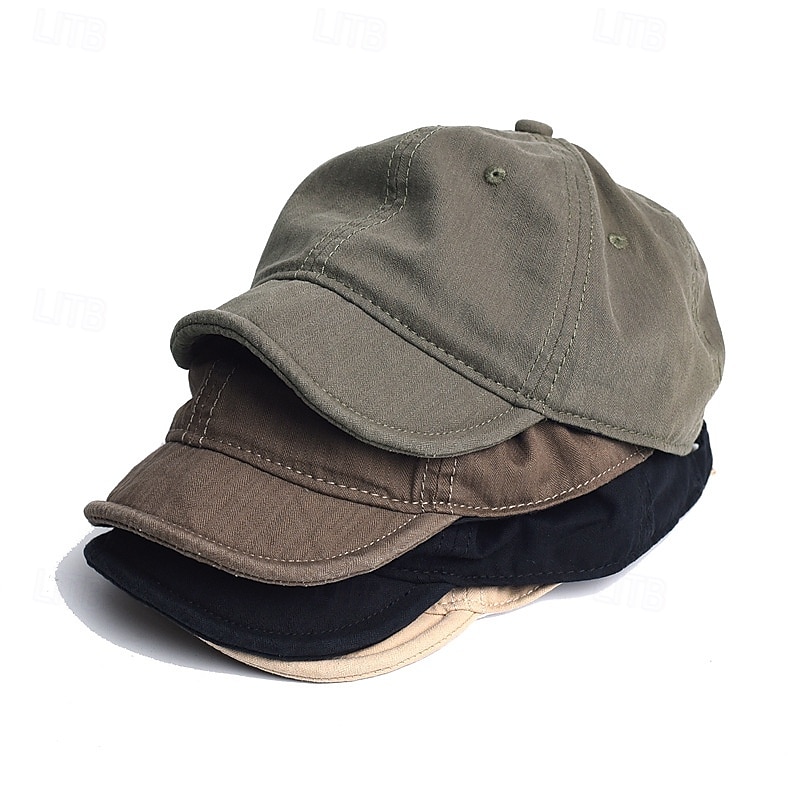 Men's Baseball Cap Sun Hat Trucker Hat Black Army Green 100% Cotton Fashion Casual Street Daily Plain Adjustable Sunscreen Breathable