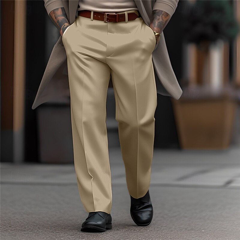 Men's Trousers Dress Pants Slacks Casual Pants Suit Pants Front Pocket Plain Comfort Wedding Business Daily Fashion Chic & Modern Black White3