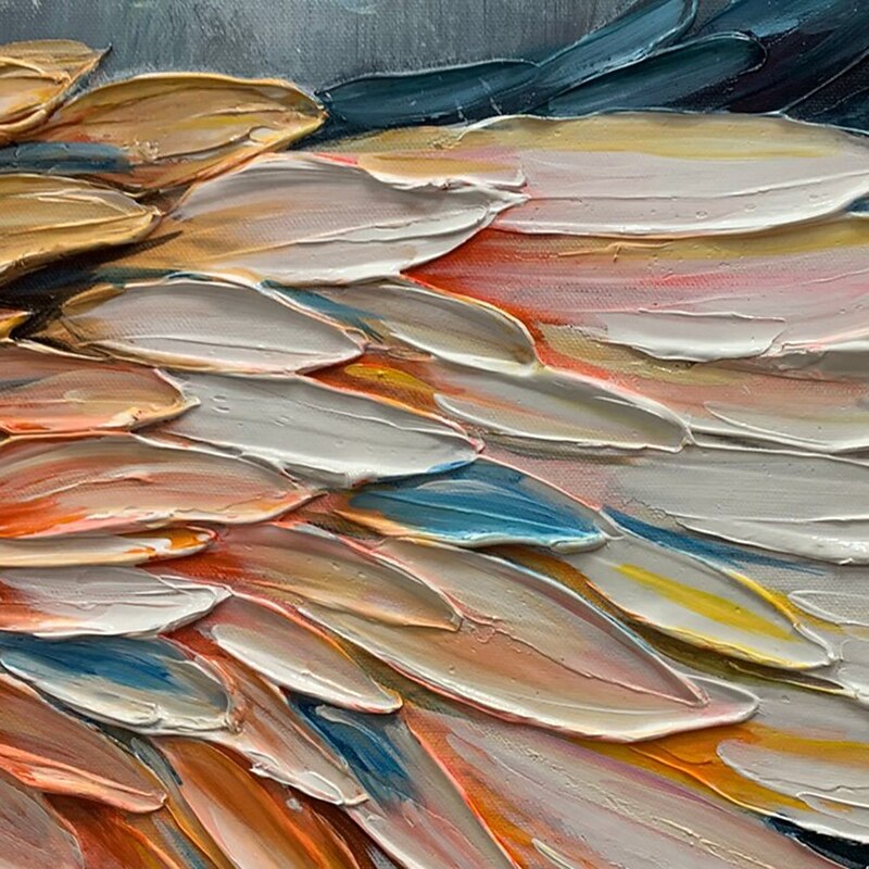 Mintura Handmade Abstract Wings Oil Paintings On Canvas Wall Art Decoration Modern Abstract Feather Picture For Home Decor Rolled Frameless Unstretched Painting4