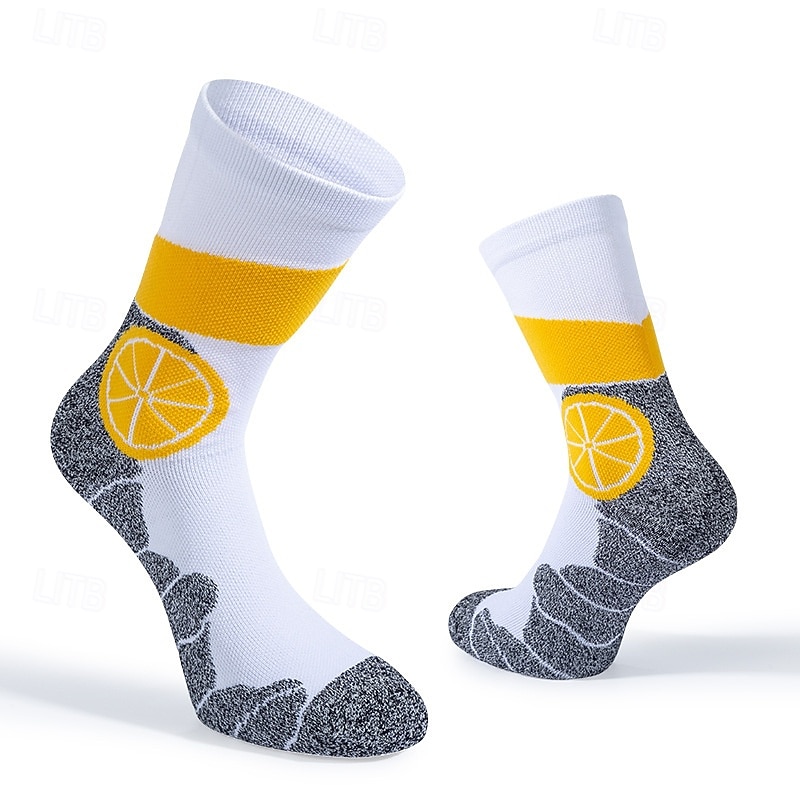 Men's 2 Pairs Multi Packs Socks Running Socks Casual Socks Yellow Red Color Color Block Sports & Outdoor Daily Vacation Basic Medium Spring Fall Fashion Casual4