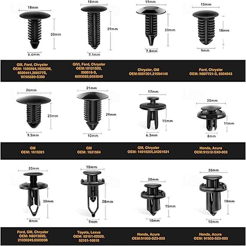 240PCS Bumper Retainer Clips Car Plastic Rivets Fasteners Push Retainer Kit Most Popular Sizes Auto Push Pin Rivets Set -Door Trim Panel Fender Clips for GM Ford Toyota Honda Chrysler2