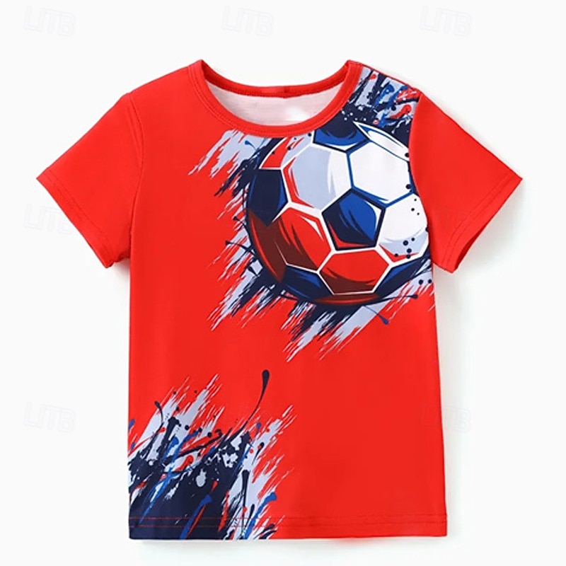 Boys 3D Graphic Football T shirt Tee Short Sleeve Summer Spring Fashion Basic Kids 4-12 Years Crew Neck Outdoor Casual Daily Regular Fit