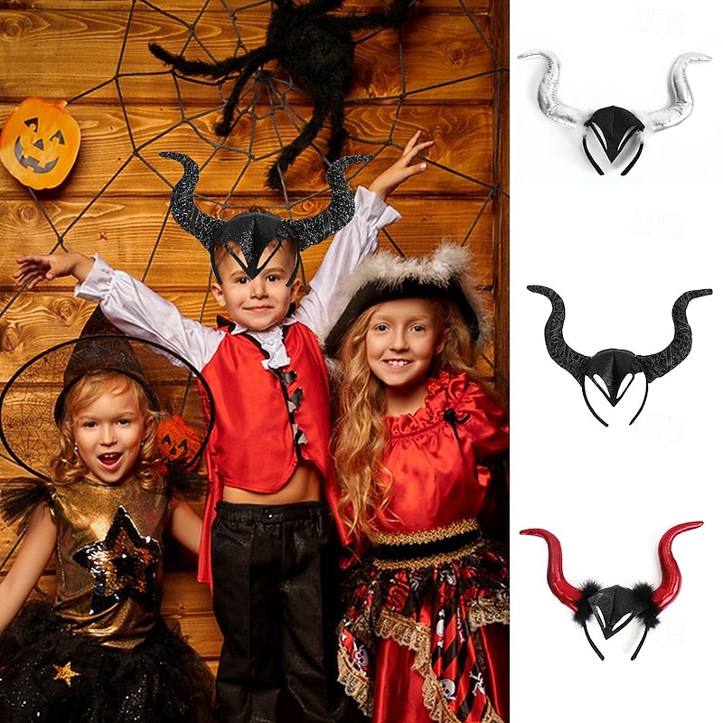 Halloween Costume Cosplay Headband Fancy Dress Devil Horns Headband Maleficent Horns Headband for Carnival Party4