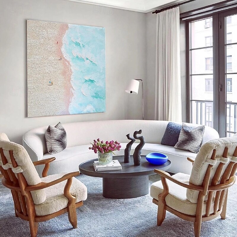 Pink seascape Painting handmade Seascape Art Impasto Oil Painting on Canvas board wave oil painting beach oil painting Hand Painted Artwork landscape oil paintings3