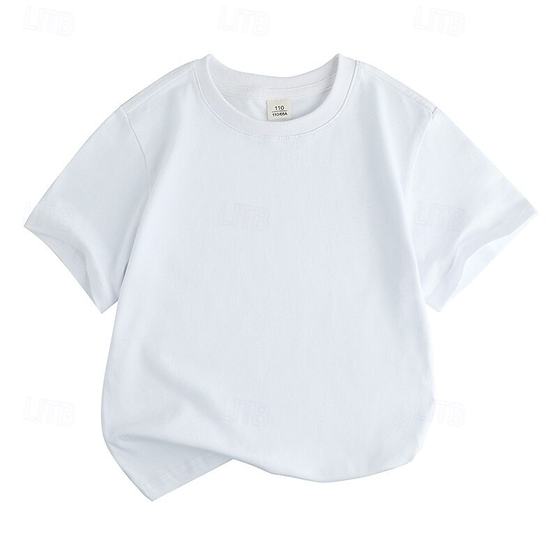 Unisex Boys Girls' 3D Solid Color Tee Short Sleeve Summer Spring Fashion Basic Kids 4-12 Years Crew Neck Outdoor Casual Daily Regular Fit2