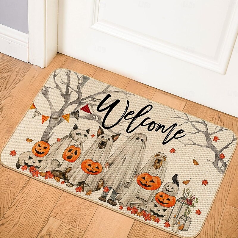 Halloween Decorations Pumpkin Ghosts Doormat Kitchen Mat Floor Mat Non-Slip Area Rug Oil Proof Rug Indoor Outdoor Mat Bedroom Decor Bathroom Mat Entrance Rug3