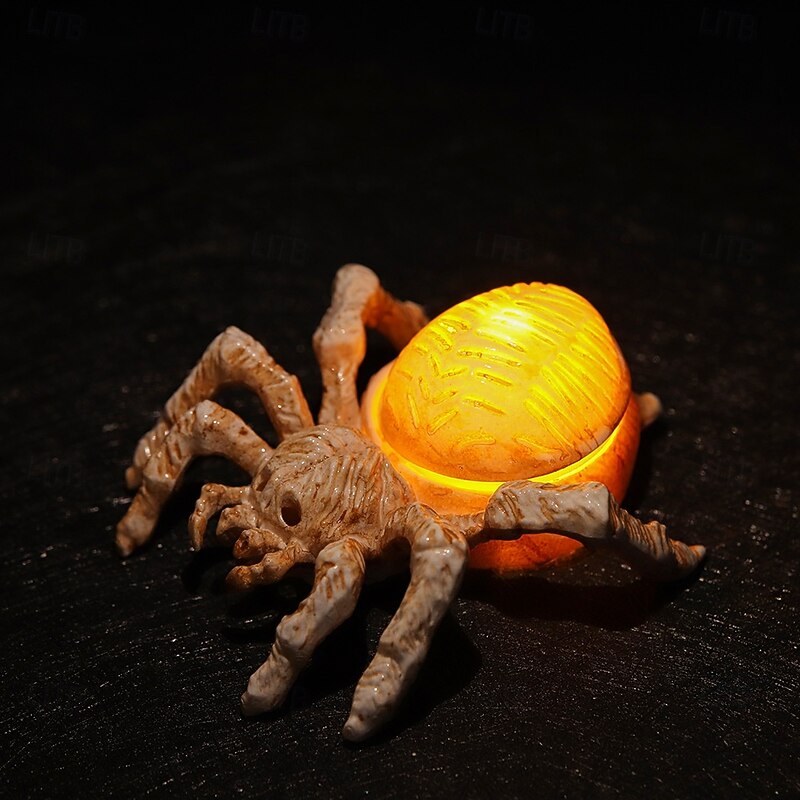 3pcs Halloween Decorations Spider Light LED Electronic Candle Light New Atmosphere Layout Props Glowing Spider Ghost Festival Ornaments Night Lamp