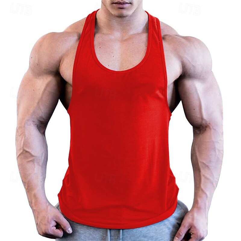 Men's Workout Tank Top Running Tank Top Gym Tank Top Sleeveless Vest / Gilet Casual Athleisure Solid Colored Cotton Quick Dry Soft Breathable Gym Workout Walking Jogging Sportswear Activewear White2