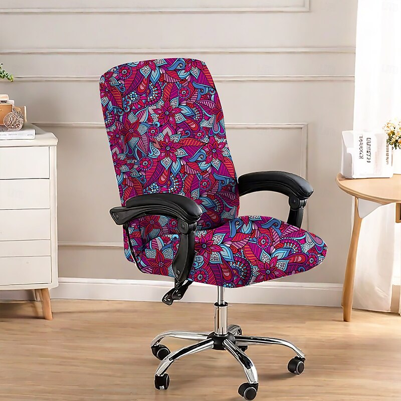 Stretch Floral Office Chair Cover Stylish Elastic Slipcover for a Snug Fit and Protection of Your Workspace Furniture3