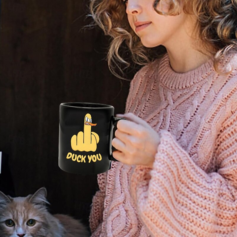 Duck You Funny Mug Ceramic Funny Coffee Gift Mug Cup Black Retro Vintage Casual Street Style Mug 11.2oz/330ml4