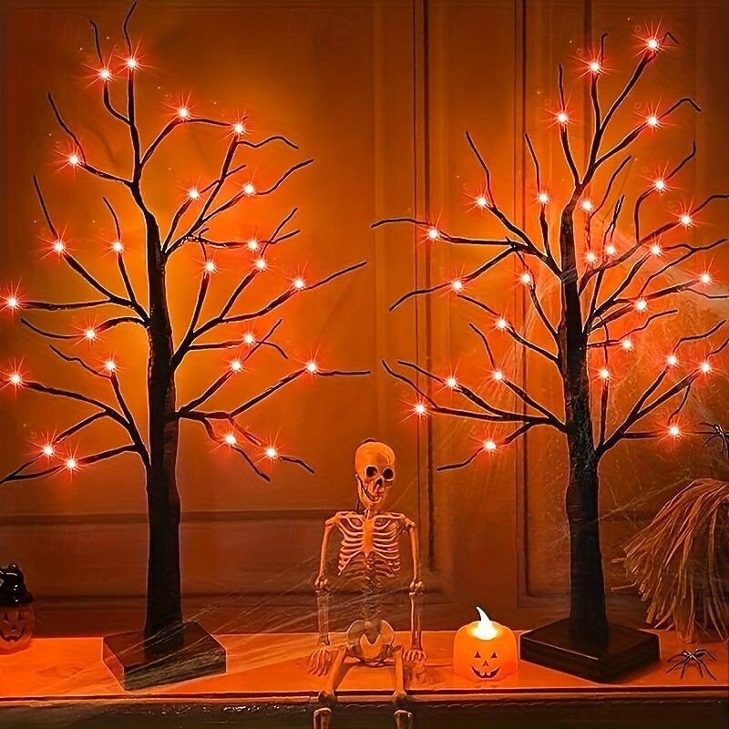 Halloween Birch Tree Lights Battery and USB Powered Table Tree for Halloween Decoration Indoor Home Decor Purple Warm Light Orange Festival Atmosphere Decorative Light4