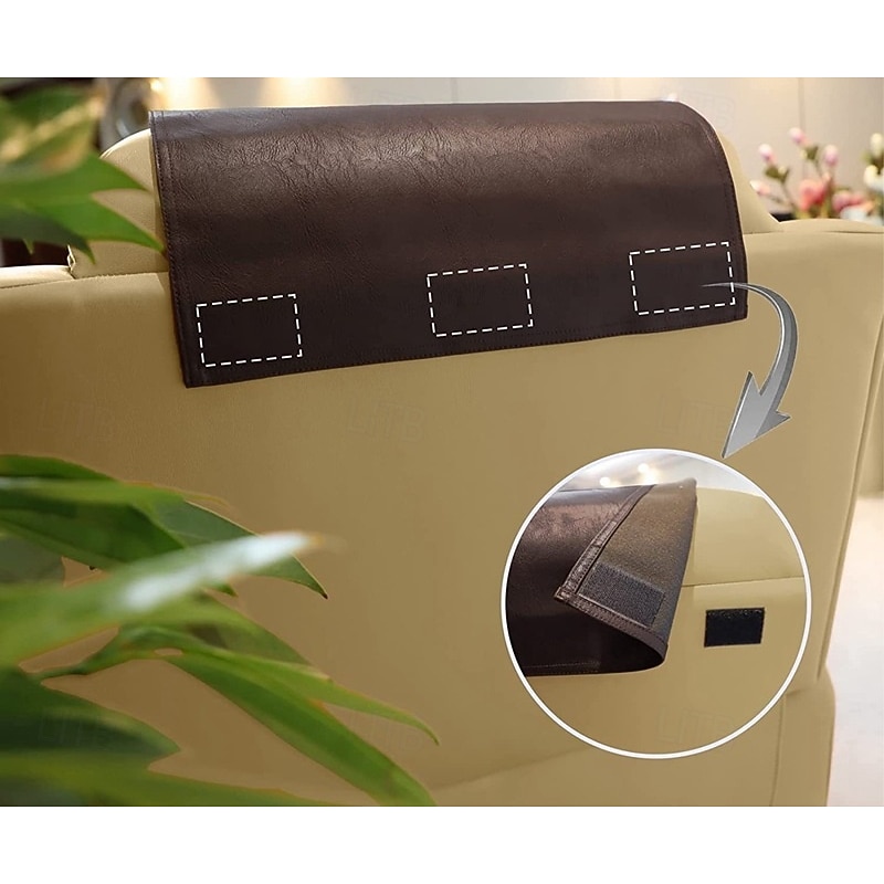 Non Slip Headrest Cover for Furniture Slipcovers,100% Waterproof Faux Leather Headrest Protector for Recline Chair Vinyl Head Protector for Sofa,Theater Seat Cover for Home & Office4