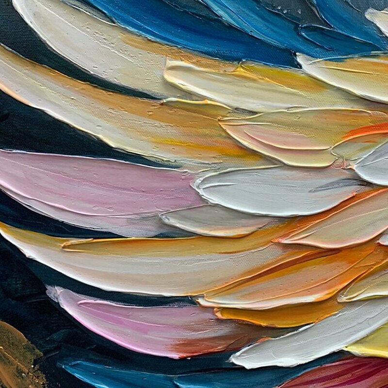 Mintura Handmade Abstract Wings Oil Paintings On Canvas Wall Art Decoration Modern Abstract Feather Picture For Home Decor Rolled Frameless Unstretched Painting3