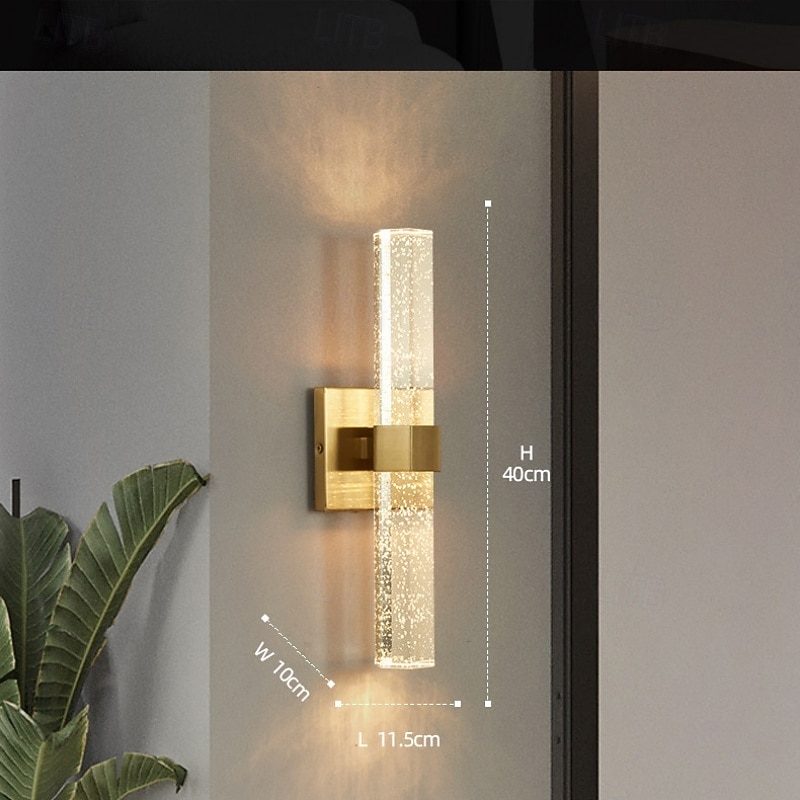 LED Indoor Wall Lights Warm Ray 40cm 1W Gold Postmodern Crystal Wall Lamp Vanity Wall Mounted Lights Bathroom Wash Wall Lighting Mirror Nightstand Wall Sconces for Bedroom Hallway Restaurant 110-240V3