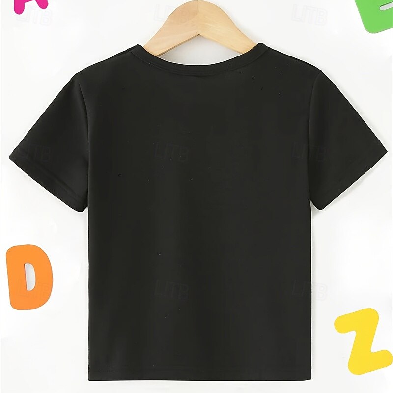 100% Cotton Kids Girls' Black Animal Cartoon T shirt Tee Crew Neck Short Sleeve Outdoor Daily Vacation Classic Casual Print Summer4