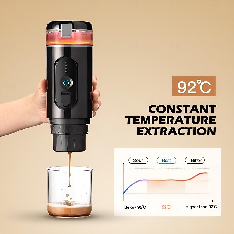 Portable Electric Espresso Coffee Machine Cordless Heating Single Serve Mini Coffee Maker with 2-IN-1 Coffee Powder/Capsule Bin Pump Pressure Auto Brew 2500mAh3