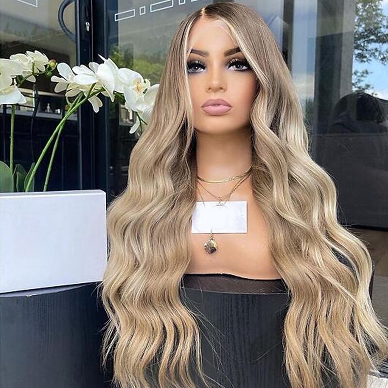 Remy Human Hair 13x4 Lace Front Wig Free Part Brazilian Hair Wavy Multi-color Wig 130% 150% Density Ombre Hair Highlighted / Balayage Hair For Women Long Human Hair Lace Wig2