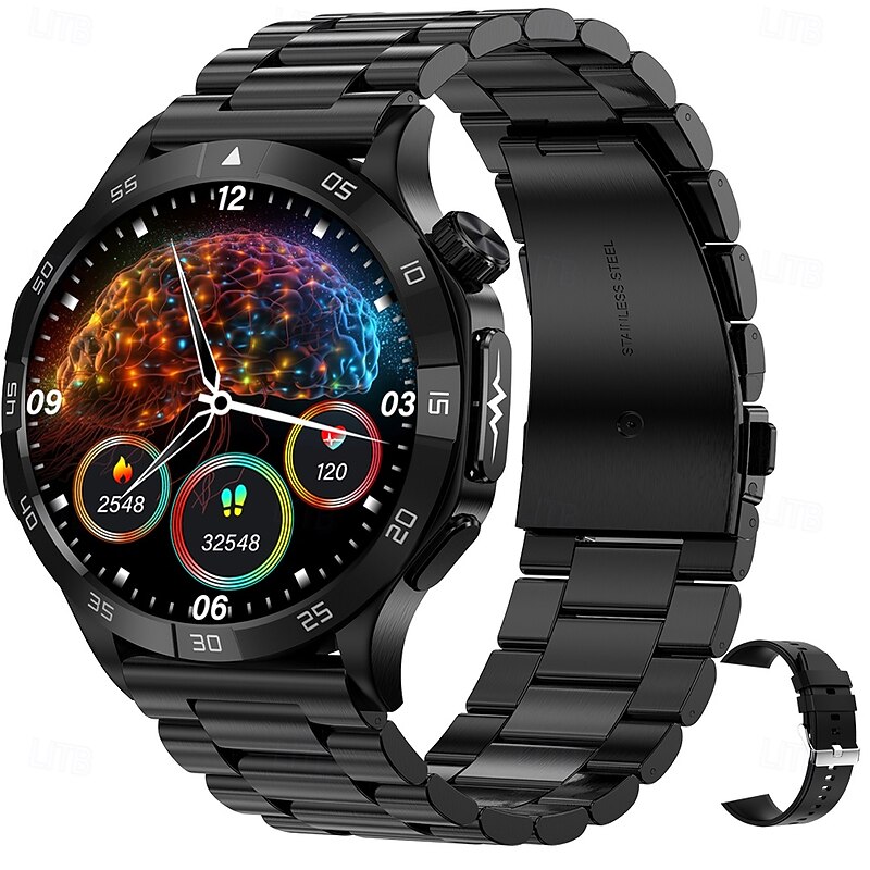iMosi ET381 Smart Watch 1.43 inch Smartwatch Fitness Running Watch Bluetooth ECG+PPG Temperature Monitoring Pedometer Compatible with Android iOS Women Men Hands-Free Calls Waterproof Media Control