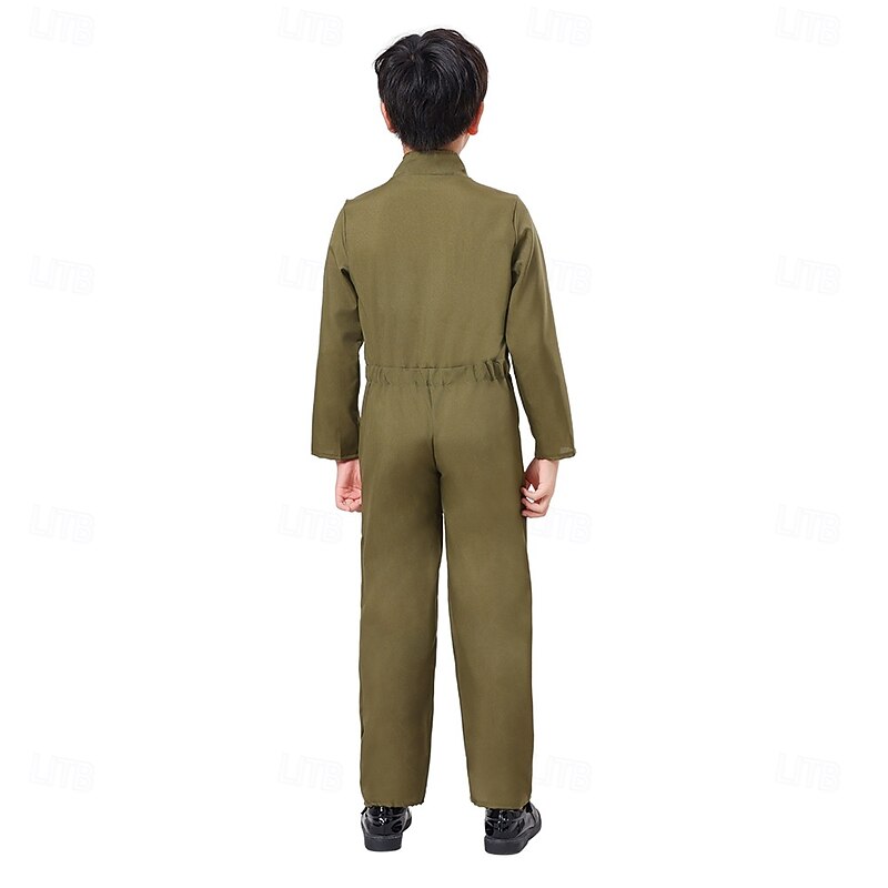 Pilot Halloween Costume Jumpsuit Carnival Costume Cosplay Kid's Boys' Masquerade Performance Easy Halloween Costumes Dress Up3