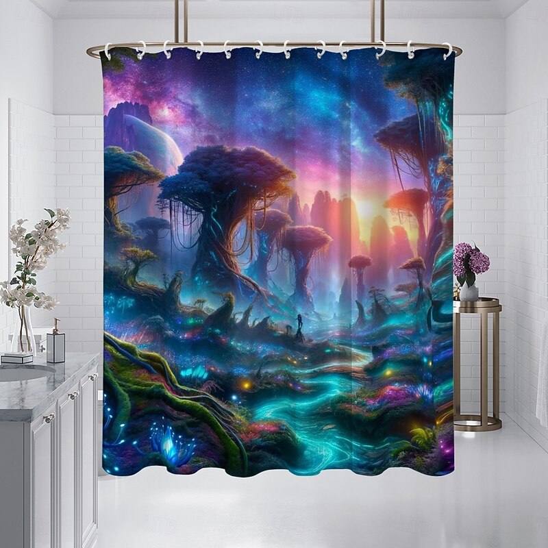 Shower Curtain with Hooks 180cm*180cm(70"*70") Polyester Washable Waterproof Pattern Bathroom Bathtub Decor Van Gogh Oil painting Tree of Life4