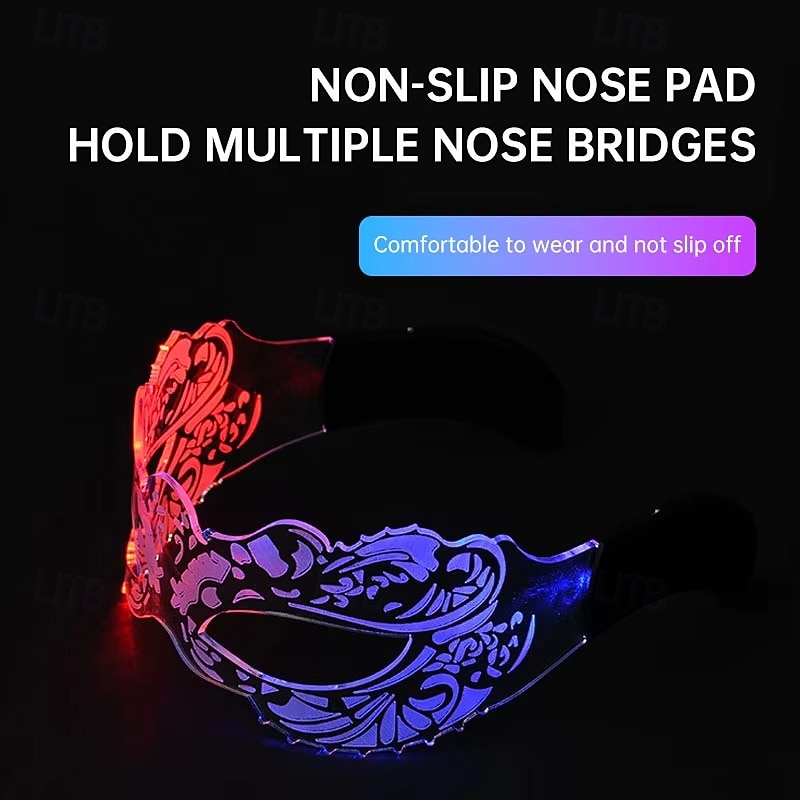 LED Mask Luminous Colorful LED Light Up Glasses Glowing Neon Light for Halloween Carnival Party Nightclub DJ Dance Party Decor Festival Rave Concert Bar Props3