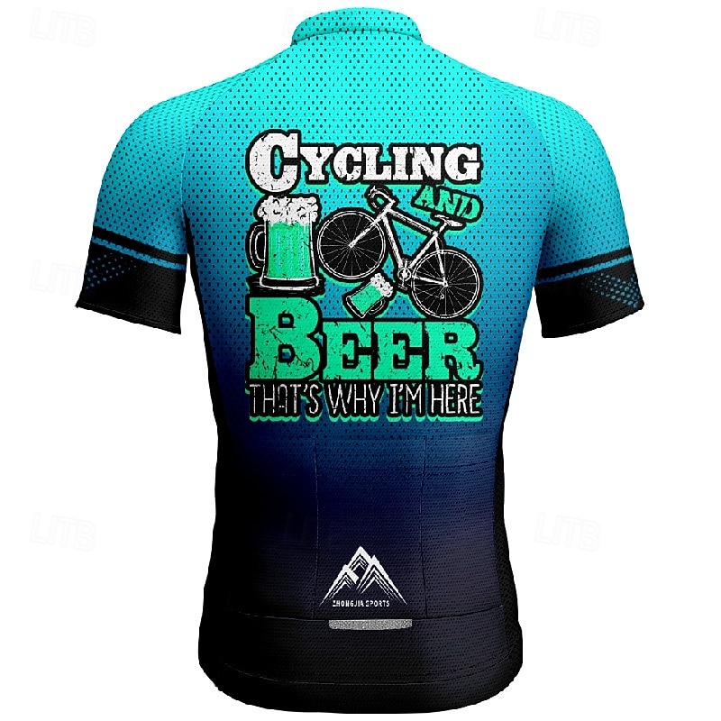 Men's Cycling Jersey Gradient Letter & Number Short Sleeve Bike Tee Tshirt Jersey with 3 Rear Pockets Mountain Bike MTB Quick Dry Anatomic Design Wicking Breathable Sports Red Blue Purple Clothing2