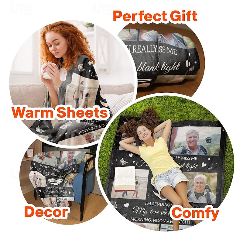 Customized Memorial Blanket A Hug from Heaven Memorial Gift Personalized Photo Blanket to Celebrate and Remember Cherished Moments - Soft and Cozy Fleece - Heartfelt Tribute to Loved Ones4