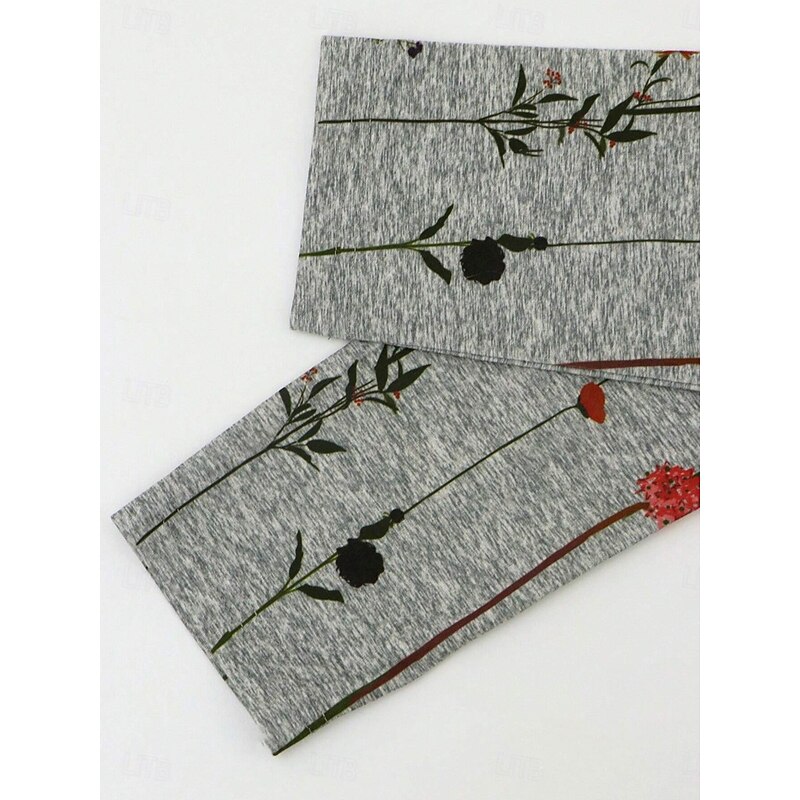 Women's T shirt Crew Neck Long Sleeve Tunic Casual Print Regular Tops Daily Gray Spring Fall3