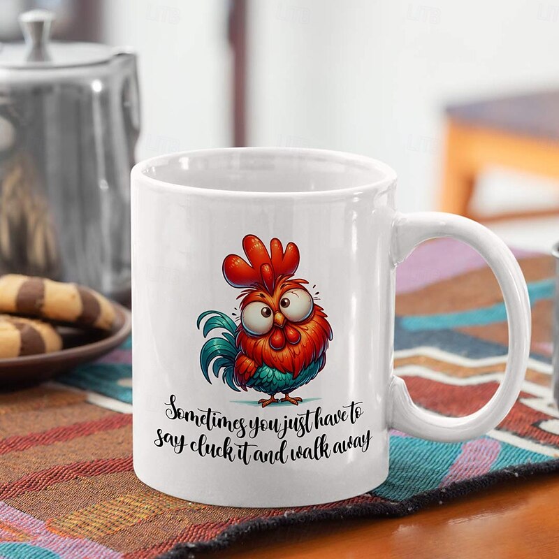 Chicken Coffee Mug - Personalized Ceramic Mug, Novelty Design for Summer and Winter Drinks - Cute Couple Style, 11 oz - Ideal Party Favor and Christmas Gift2