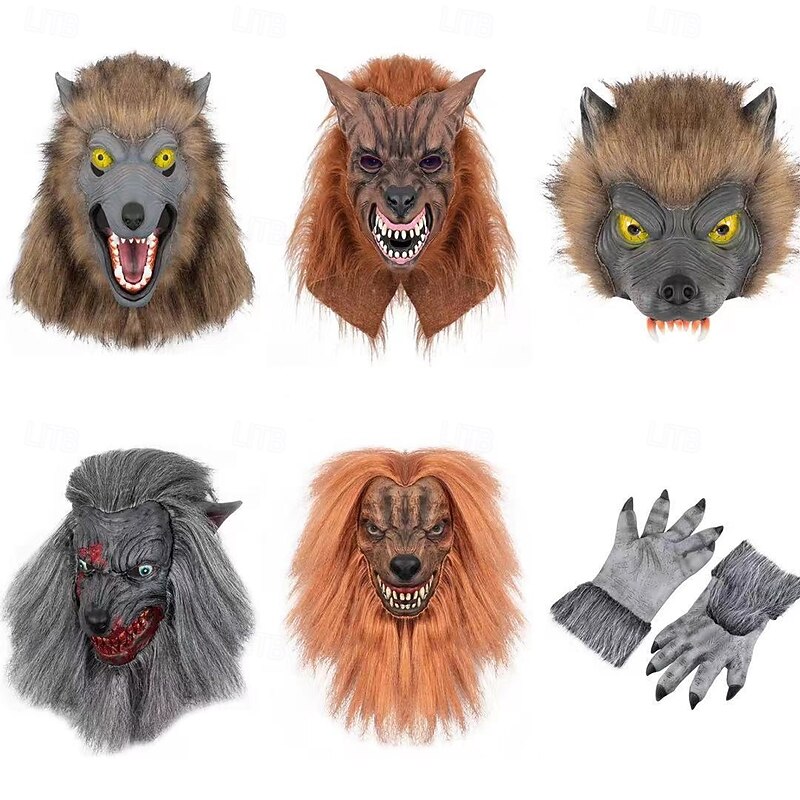 Werewolf Halloween Mask Halloween Props Halloween Horror Scary Costume Adults' Men's Women's Unisex Halloween Carnival Easy Halloween Costumes Dress Up2