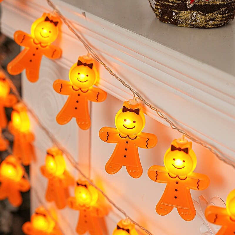 Gingerbread Man String Lights Christmas Fairy String Lights, Christmas Tree Bulb Light 1.5m 10LEDs Battery Powered Holiday Party Decoration Fairy Lights3