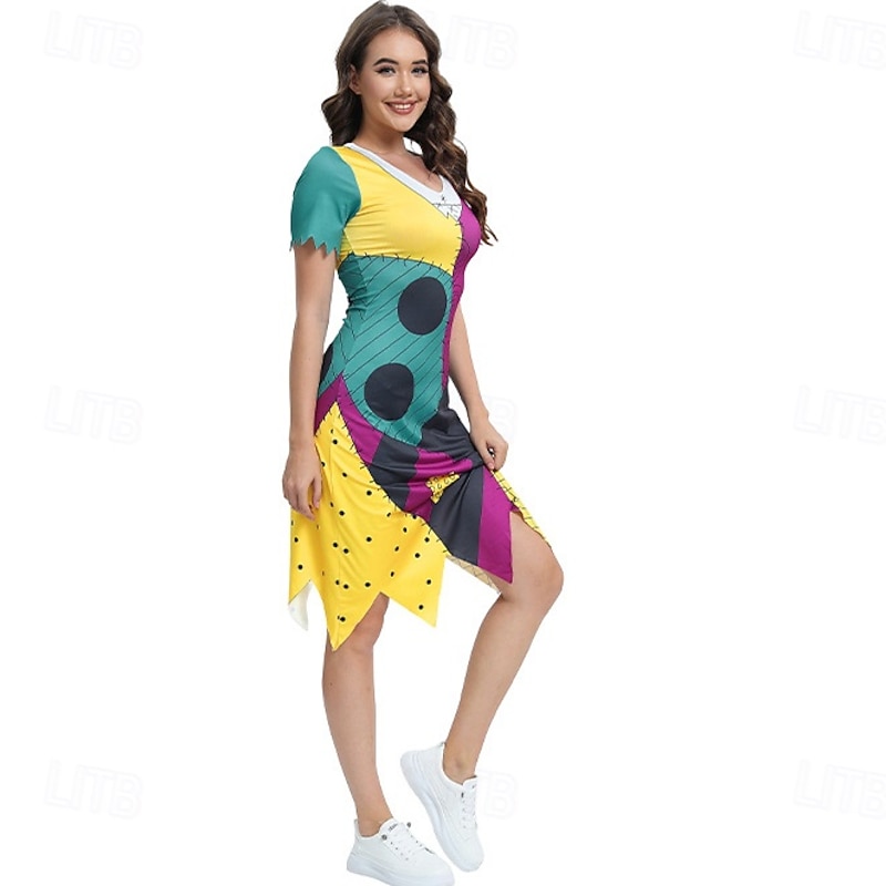 The Nightmare Before Christmas Sally Jack Skellington Dress Women's Movie Cosplay Cosplay Christmas Carnival Masquerade Party / Evening3