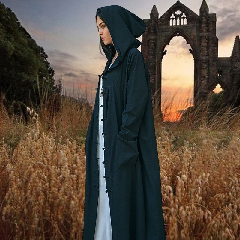 Punk & Gothic Steampunk Hoodies Robe Solid Color Fancy Dress Women's Celtic Viking Fantasy Halloween Carnival Masquerade Performance Party Adults' Dress2