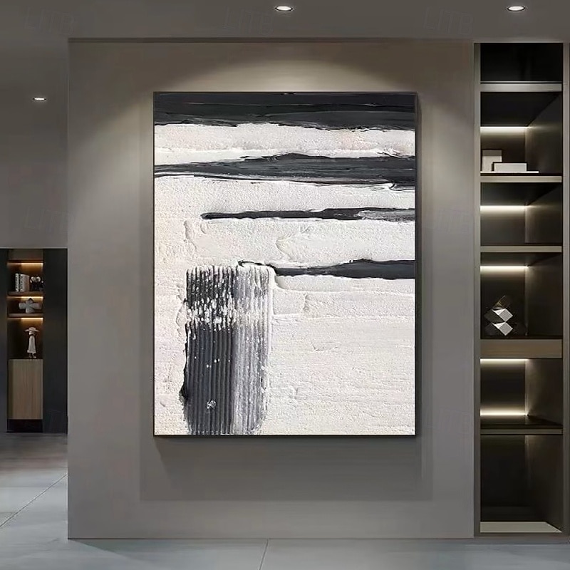3D Black white Oil painting handmade Beige Wabi Sabi oil painting hand painted Wall Art Black Beige Painting Large handpainted Black painting Wall Art Beige Textured oil Painting Wall Art Decor4