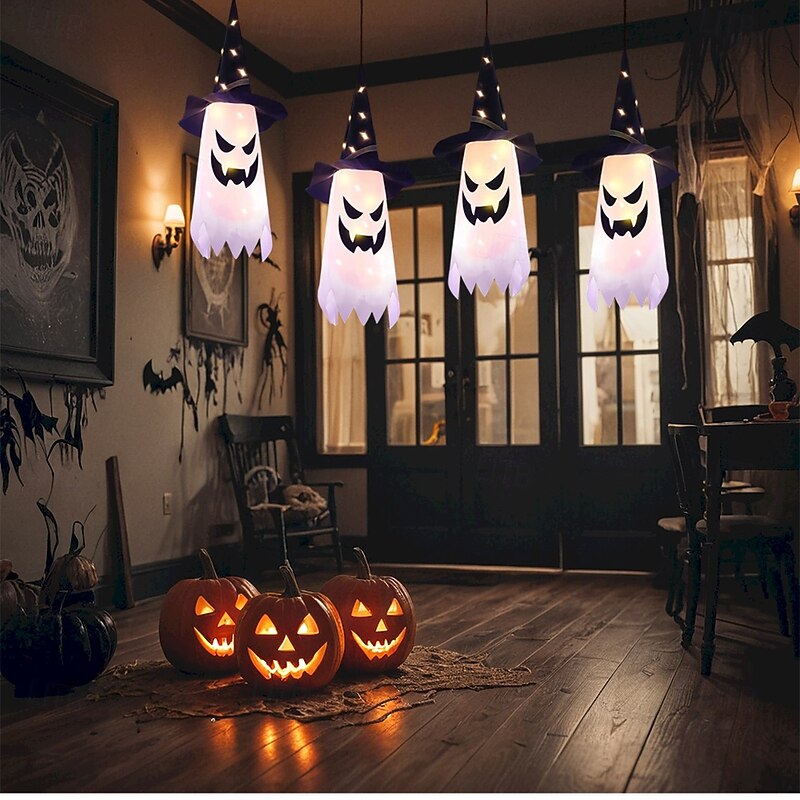 Halloween Decorations Hanging Lighted Ghosts Outdoor Indoor LED Night Lights for Patio Tree Garden Halloween Party Home Decor 1/2/4/8PCS4